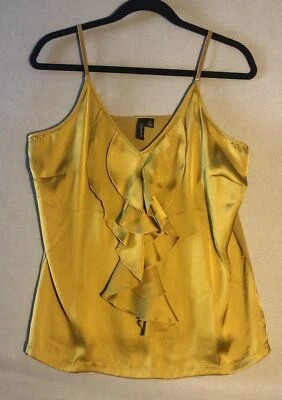 Relativity Womens M Mustard Yellow Gold Camisole Silky Stretch Ruffle Cami NWT - Image 1 of 4