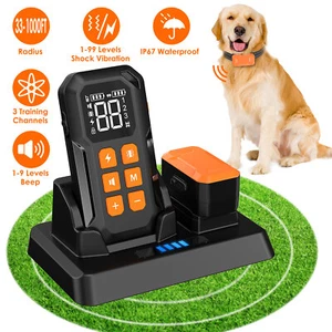 Wireless Dog Fence Rechargeable Dog Training Vibration Shock Collar Waterproof - Picture 1 of 22