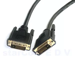 2m DVI-D Verbindungs-Kabel 24+1 Dual-Link Monitor PC TFT-Display kurz gold 2,0 m - Bild 1 von 1