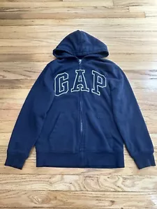 Felpa con cappuccio con logo cerniera intera per bambini taglia XL Reg blu navy manica lunga - Foto 1 di 3