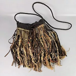 Free People Canyonland Festival Boho Handtasche Tasche Leder Gobelin Perlen geflochten - Bild 1 von 18