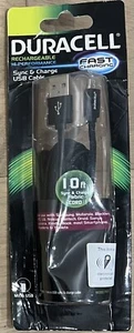 NEW Duracell 10' USB to Micro USB Sync & Charge Cable Fabric Cord Black PRO440 - Picture 1 of 6
