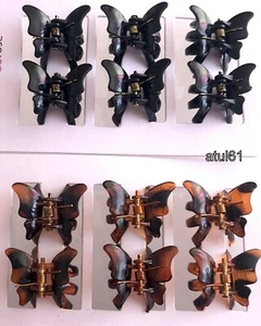 6 BLACK BROWN BUTTERFLY MINI SMALL HAIR CLAW CLAMPS CLIPS GRIPS ACCESSORIES NEW - Picture 1 of 26