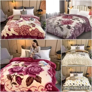 2Ply Reversible Heavy Blanket Soft Thick Faux Fur Mink Throw Bedspread King Size - Picture 1 of 7