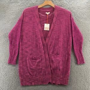 Knox Rose Open Front Cardigan Sweater Womens XL Pink Long Sleeve Ribbed Knit NEW - Picture 1 of 20