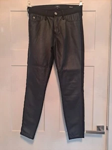 river island petite size 10 black molly jeans faux leather front cotton back  - Picture 1 of 4