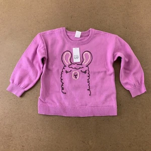 GAP Toddler Girl Size 4T Purple Llama Graphic Crew Neck Pullover Sweater NWT - Picture 1 of 6