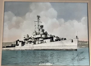 US Navy USS Terry DD-513 Fletcher Class Destroyer Framed Photo 11/17/1945 Signed - Picture 1 of 5