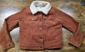 Girls' Sherpa Corduroy Jacket - Cat & Jack Orange Large 10/12 - Picture 1 of 6
