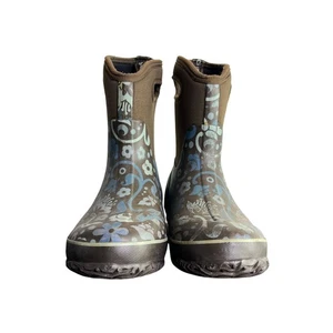 Bogs Classic Mid Corsage Blumen Stiefel Damen US9 braun blau wasserdicht zum Überziehen - Bild 1 von 8