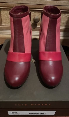 NIB Chie Mihara ‘Kumi’ Mid Pink/Bright Red/Deep Red Leather Ankle Boots UK 7/40 - Image 1 of 4
