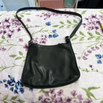 Bolso Bandolera Coach De Colección Delgado Hippie Cremallera Cuero Negro 9146 Foto 1 de 4