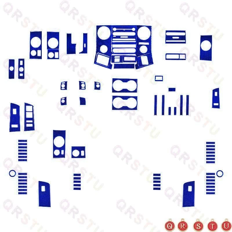Juego completo de embellecedores interiores de fibra de carbono azul para Ford F250/350/450/550/650/750 Foto 1 de 4