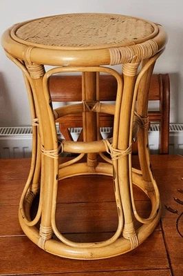 Vintage Handmade Wicker Or Ratan Table or Stool in Candy Brown Colour - Image 1 of 4