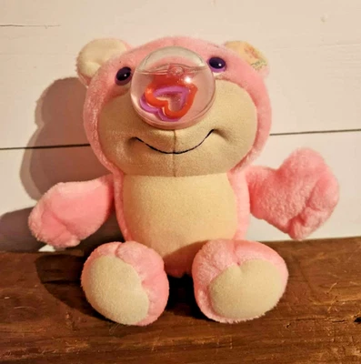 Vtg 1980s~Playskool~Nosy Bears~Pink~ "Love You" Valentine Bear~8.5"~Water Globe - Image 1 of 4