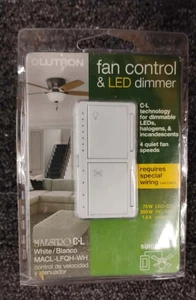 Lutron MACL-LFQH-WH Maestro Lüftersteuerung und Lichtdimmer - Weiß, OBN, P1 - Bild 1 von 3