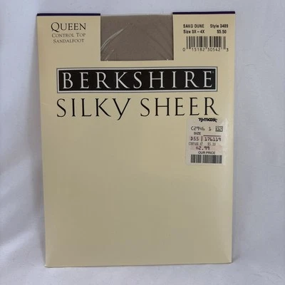 Pantimedias Berkshire Silky Sheer SAND DUNE Queen Ctrl Top Sandalfoot 3X-4X 3489 Foto 1 de 2
