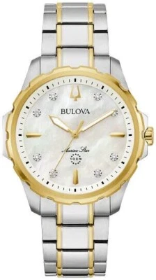 New  Bulova Marine Star White Mother-of-Pearl Dial Women's Watch 98P227 - Image 1 of 2