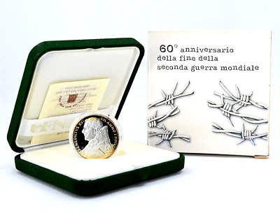 VATICANO 5 Euros 2005 Plata Prueba 60 Aniversario - Fin de la Segunda Guerra Mundial Foto 1 de 3