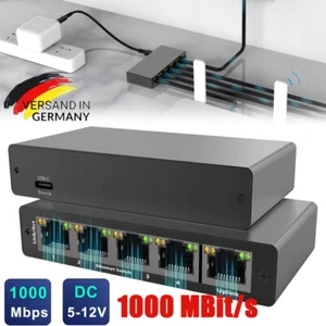 5 Port Gigabit Desktop Netzwerk Switch Ethernet RJ45 LAN Verteiler HUB schwarz - Bild 1 von 19