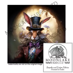 Alice's Wonderland Mad March Hare Fabric Craft Panels in 100% Cotton or Poly - Picture 1 of 3