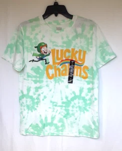 Boys Green Tie Dye Lucky Charms Graphic T-shirt XL (14) - Picture 1 of 7