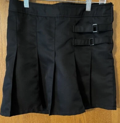 French toast Above The Knee Front Pleated Skort with Tabs 10.5 Plus Black - Изображение 1 из 4