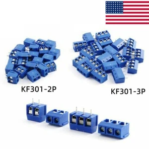 10-100PCS Blue KF301-2P/3P PCB Mount Screw Terminal Block Connector 5mm Pitch - Picture 1 of 12