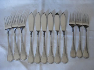 WMF Modell Louis XIV Kreuzband Fischbesteck 6 Personen 12 Teile Cromargan TOP - Picture 1 of 5