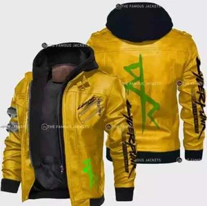 David Martinez Cyberpunk Edgerunners 2077 Inspired Hooded Biker Leather Jacket - Picture 1 of 4
