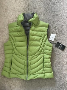 RARE Be By Blanc Noir Hooded Puffer Zip Vest GREEN Apple /GRAY~~ Large NEW W/Tag - Picture 1 of 3