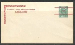 CANADA 1 CENT KGVI ENVELOPE CATHOLIC CHURCH RED 4530 TORONTO PRECANCEL ENVELOPE - Imagen 1 de 2