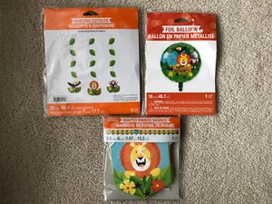 Jungle Safari Hanging Cutouts, Shaped Ribbon Banner, Foil Ballon Birthday Set - Picture 1 of 5