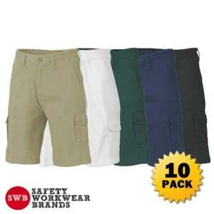 10 x DNC Workwear Mens Cotton Drill Cargo Shorts Work Tradie Pockets Khaki 3302 - Picture 1 of 6