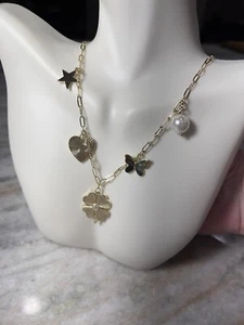 Jennifer Miller 14k Gold Plated & CZ Heart, Star, Butterfly, Clover, Necklace - Picture 1 of 7