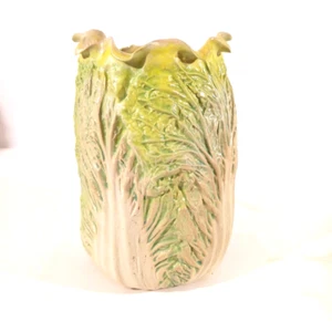 Signierte Patricia Garrett figürliche Kohlsalat Kunstkeramik Vase - Bild 1 von 7