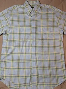 BOBBY JONES Collection Button-Down Shirt Mens Sz L Blue Plaid Woven in Italy - Picture 1 of 8