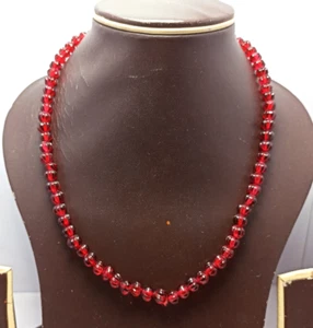 Carving Ruby Hydro Gemstone Pumpkin 7 mm Beads 925 Silver 12-40" Necklace - Picture 1 of 10