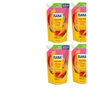 4x850ml Isana Cremeseife Milde Seife Mango Exotic | Tropisch-fruchtigem Duft - Bild 1 von 1