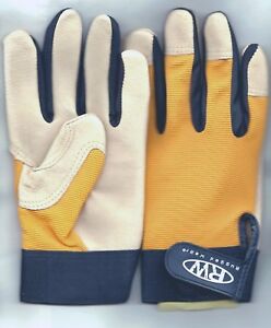 Rugged Wear Men's Drive/Work Glove, Beige Grain Pigskin Palm-Color Spandex Back 