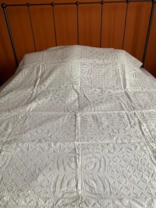 NEW Jaipur India luxury white bed cover, sz Twin, sheer cutout ~ handmade! - Picture 1 of 8
