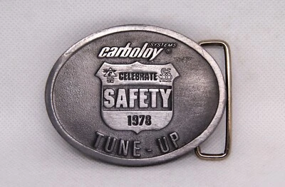 De colección 1978 Carboloy Systems Celebrate Safety Afinación Cinturón Hebilla Hit Line EE. UU. Foto 1 de 3