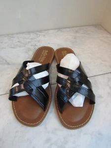 NIB Bella Vita Kin-Italy Black Croco Leather Slides Sandal Shoes Women's Size 7 - Picture 1 of 7