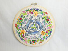 Original Hand Embroidery Art with Three Hares Design - 24cm / 9.5"