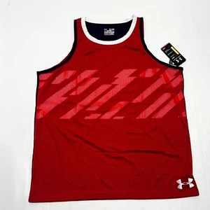 Camisa sin mangas Under Armour Heatgear para hombre 3XL roja azul marino ajustada entrenamiento nueva con etiquetas - Imagen 1 de 11