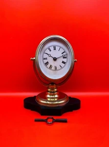Antique Oval Edwardian Clock Black Marble Base circa 1900 - Picture 1 of 10