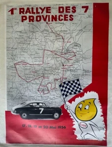 AFFICHE 1956 RALLYE AUTOMOBILE des 7 PROVINCES ESSO LANCIA AURELIA B 20 22 24 - Picture 1 of 6