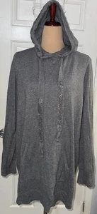 Chicos ZEnergy Size 2 Soft Hoodie Grey With Rhinestone Bling Tie Strings - Picture 1 of 9