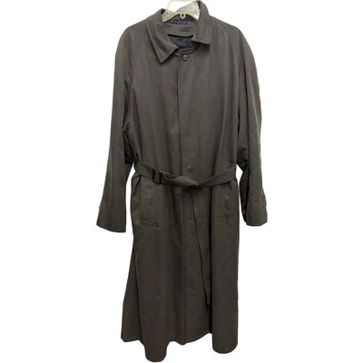 VTG Ralph Lauren Chaps Raincoat Men 42L Gray Trench Wool Removable Lining Tall - Image 1 of 4