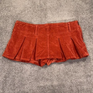 Free People Corduroy Pleated Micro Skirt Womens 6 Red Mini Skort Boho Casual - Picture 1 of 9